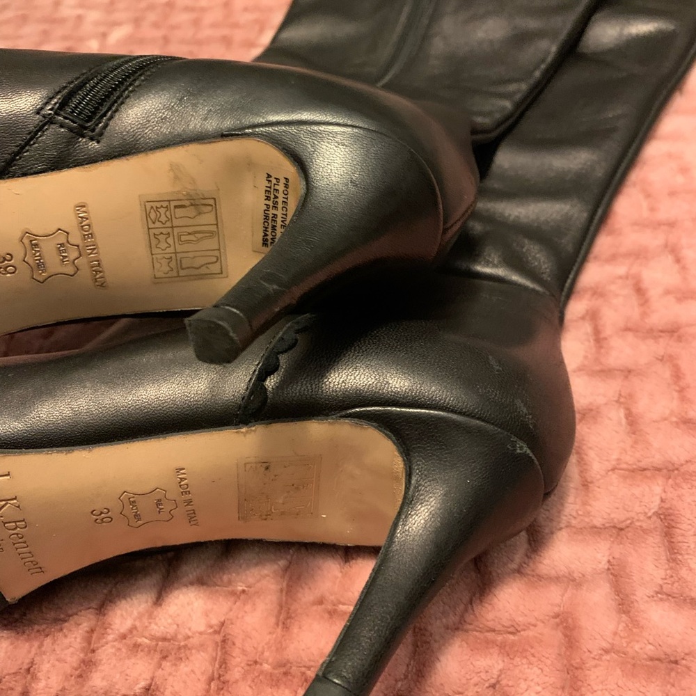 Womens knee high black leather boots